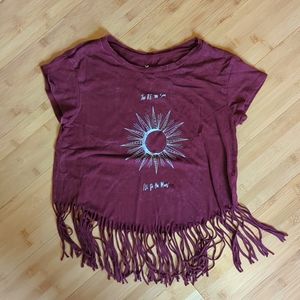 American Eagle crop fringe tee - XS